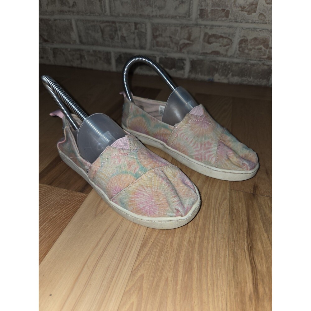 Toms Youth Girls Alpargata Candy Pink Tie Dye Canvas Flats Slip Ons Size 2